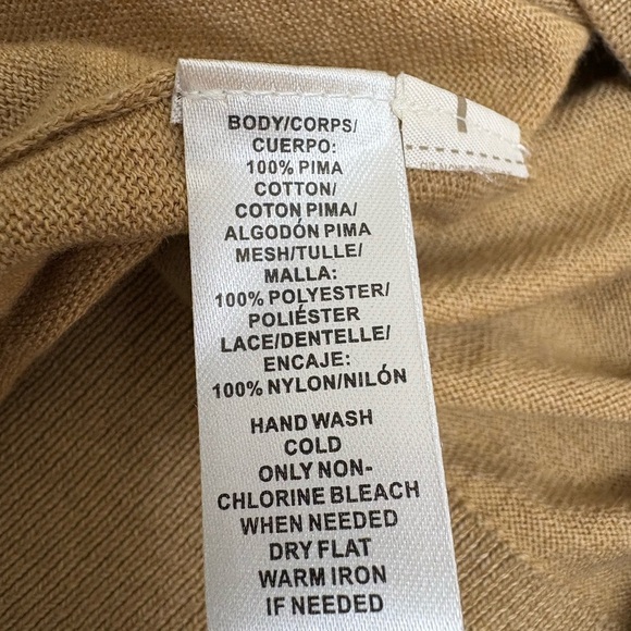 LOFT Chic Beige Knit Cardigan with Black Lace Overlay and Button Front | Size M - Picture 6 of 6